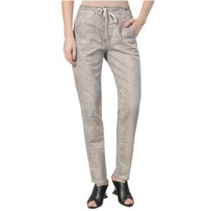 Alembika Snake Iconic Stretch Drawstring Jeans Ecru Size 4 | US 12-14 $288 NWT